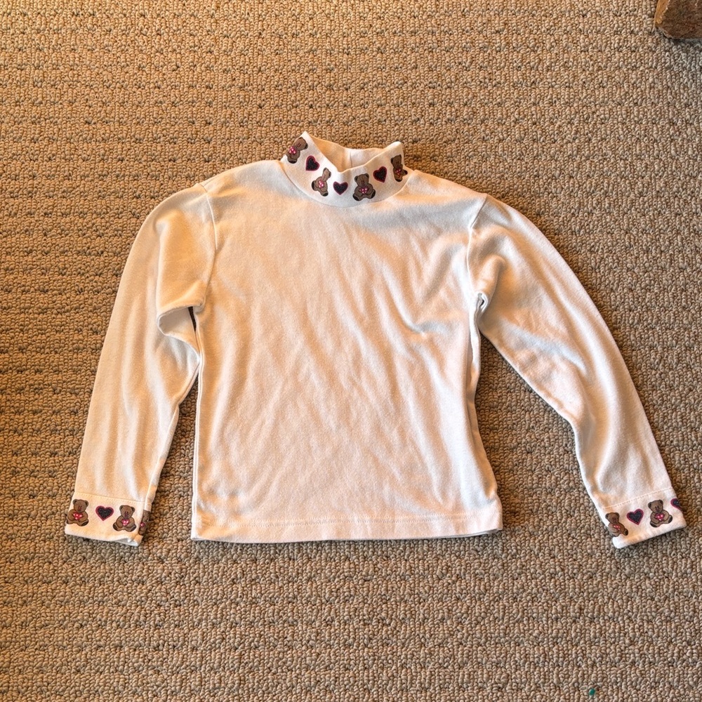 Vintage Eatons Kids White Turtleneck with Heart Accents